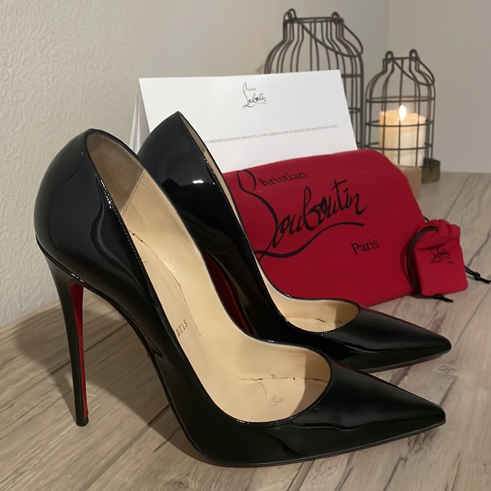 Christian Louboutin Black Patent Leather 120mm Heal Sokate - Picture 4 of 5